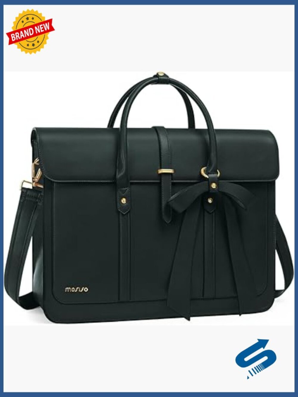 15-15.6" PU Leather Laptop Shoulder Bag Convertible Backpack Messenger Tote